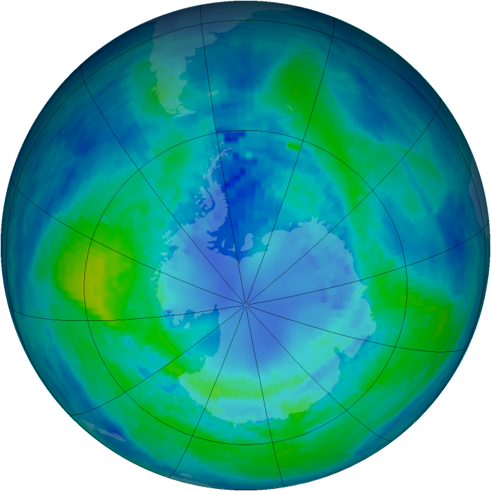 Antarctic ozone map for 08 April 1994